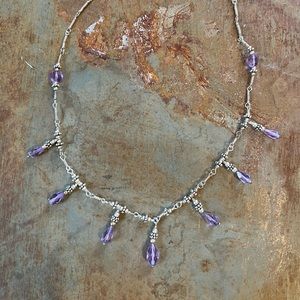 Vintage Artisan Crafted Amethyst SS Necklace